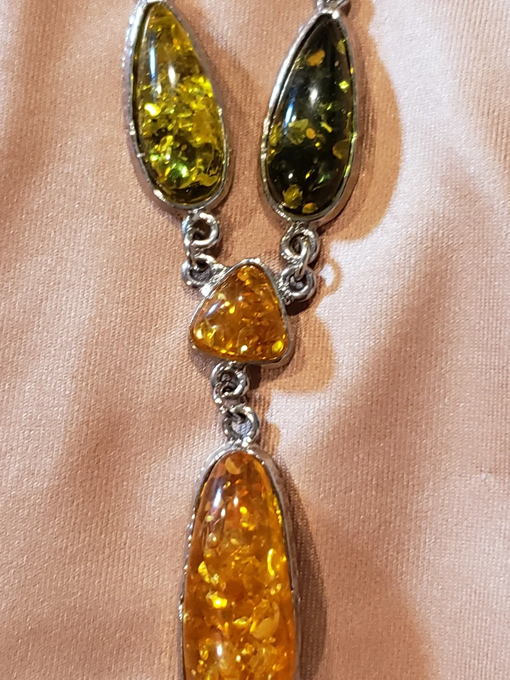 Multicolor Amber Teardrop Necklace and Bracelet Set